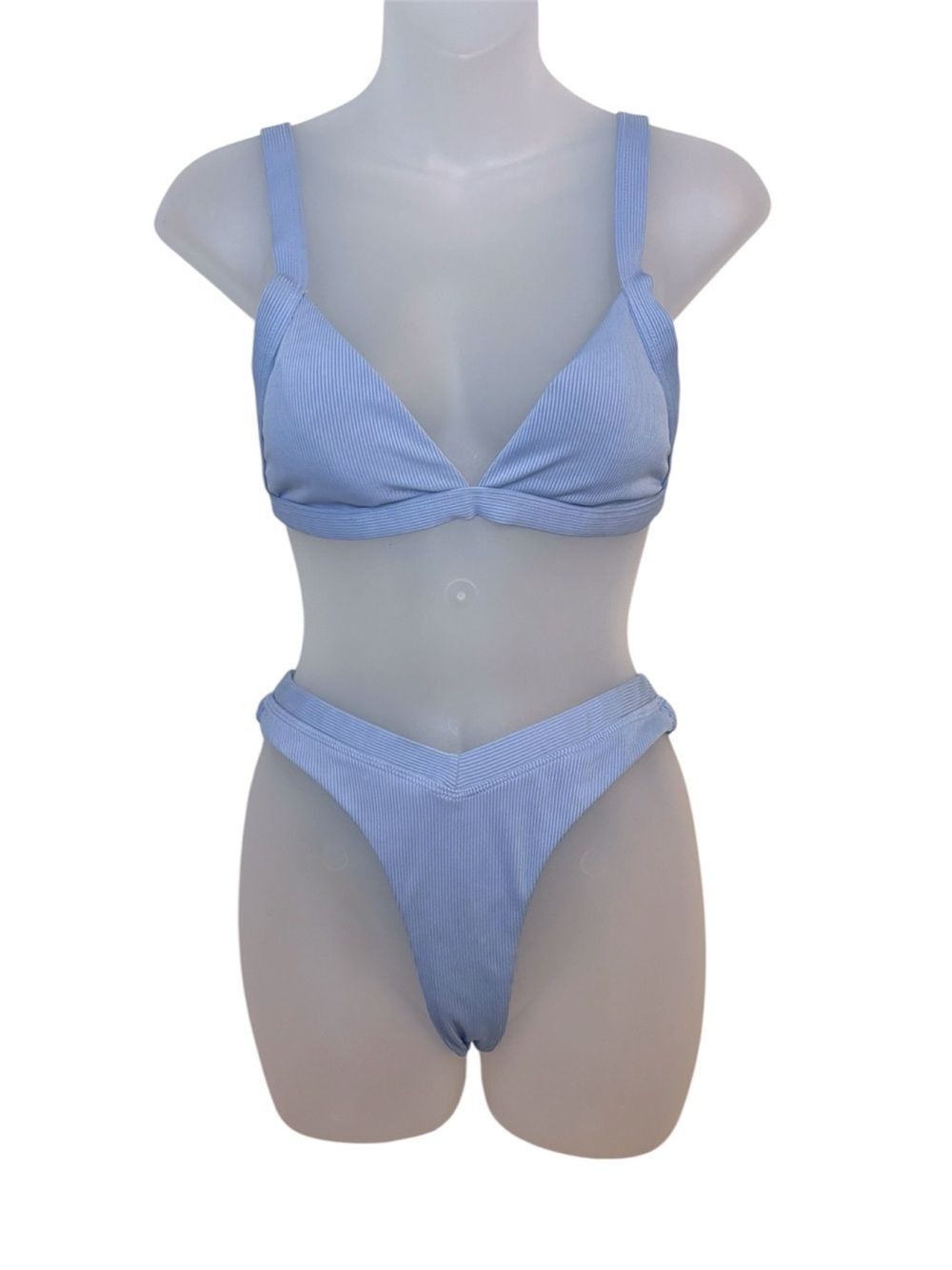 SHEIN Light Blue Ribbed Two-Piece Bikini Size Small